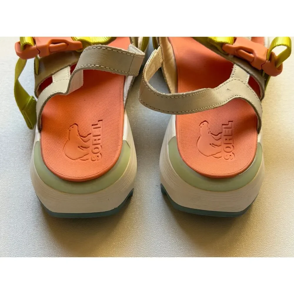 Sorel Women's Chalk and Paradiso Peach Kinetic Impact Sling Sport Sandals Size 9